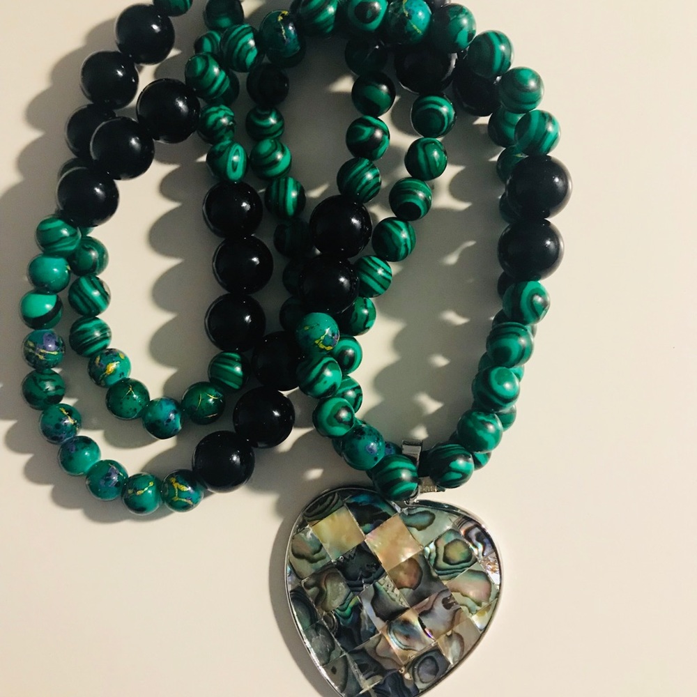 Green malachite hand made necklace